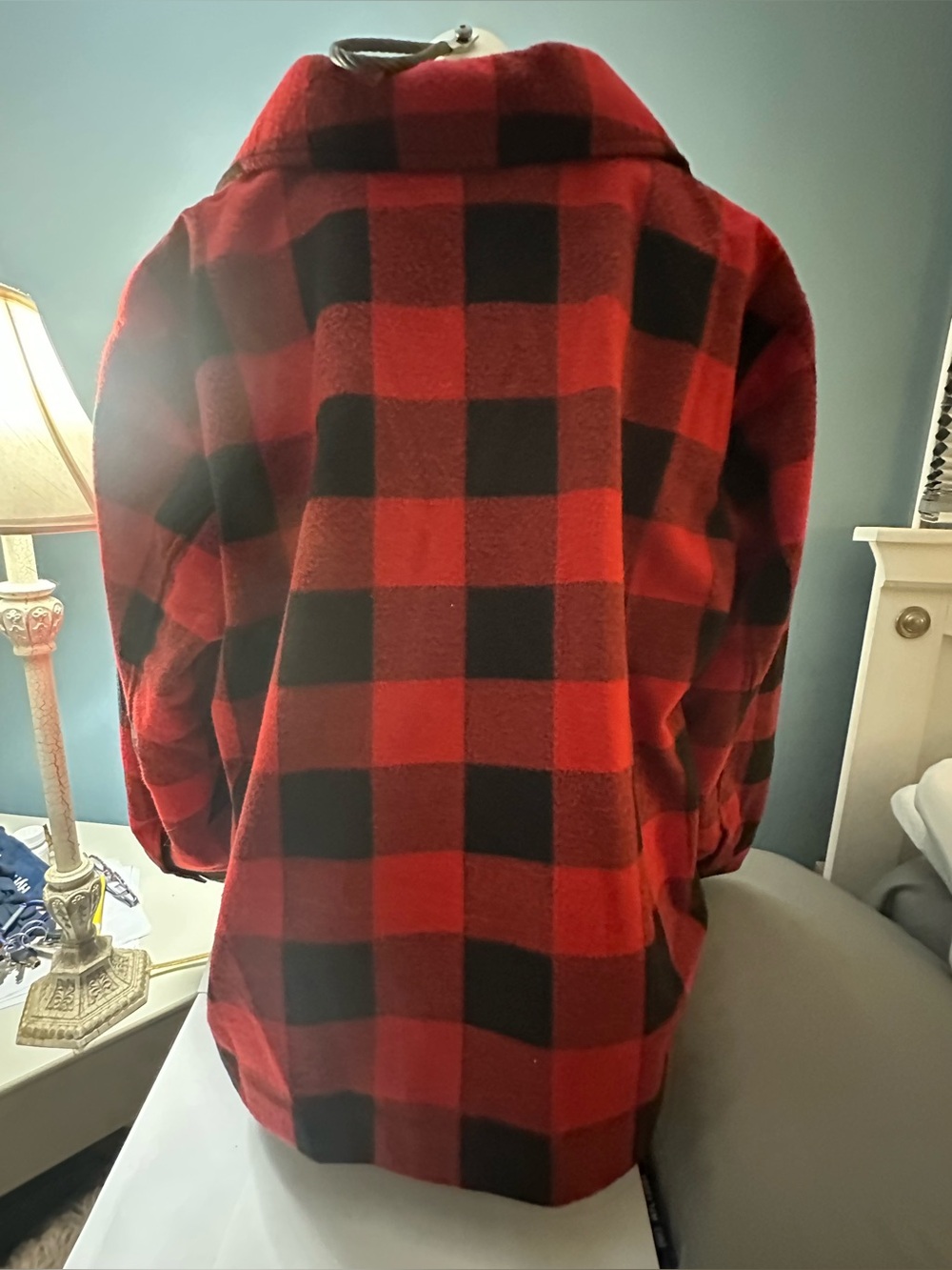 Woolrich Red and Black Buffalo Plaid Wool Pea Coat - Picture 9 of 9